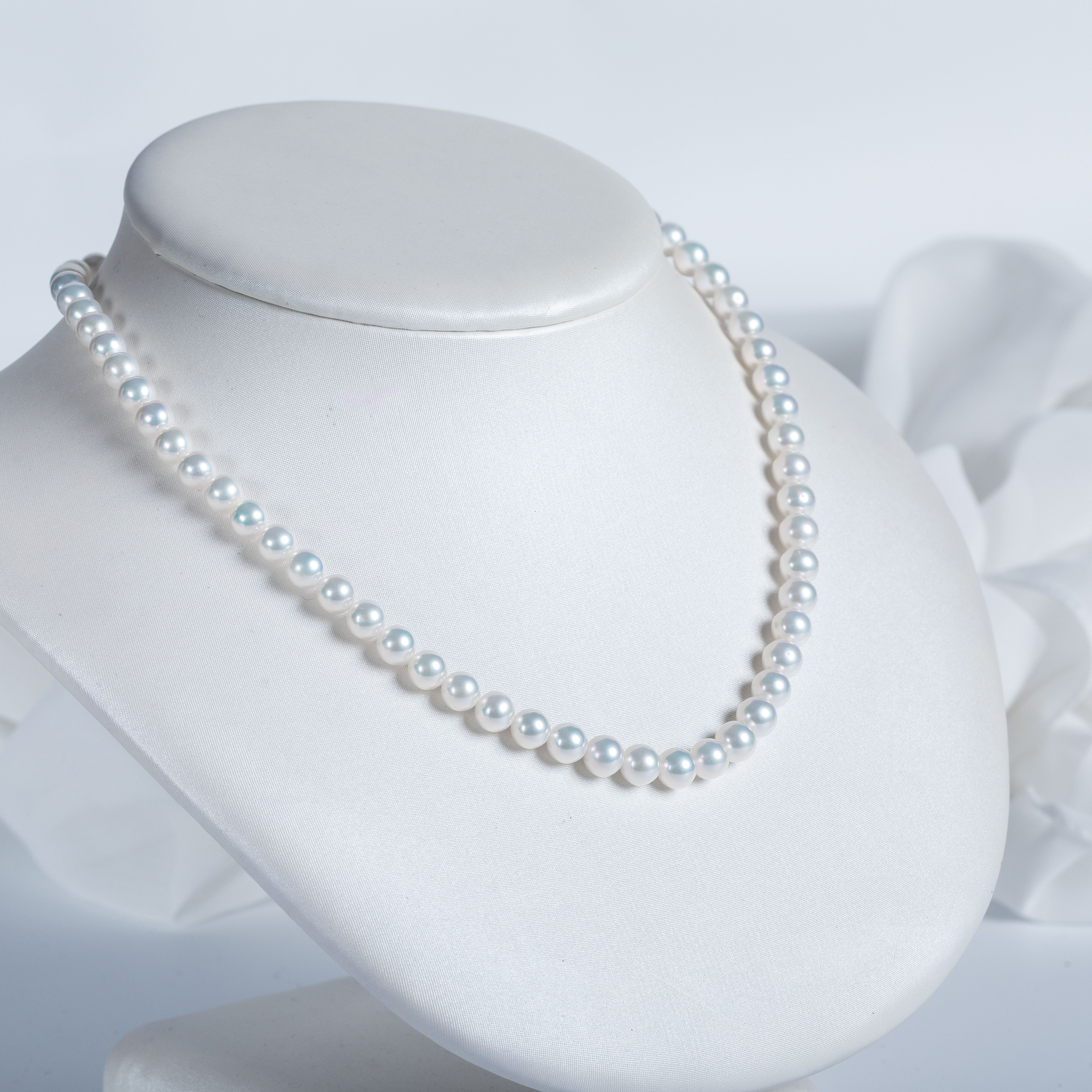 强光白色淡水珍珠项链XL574