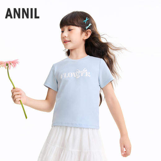 女童圆领短袖针织衫夏季新款安奈儿童装EG621644 商品图1