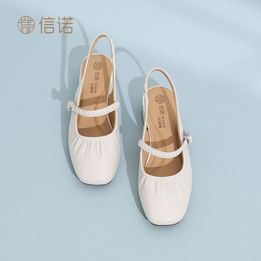 信诺法式后空玛丽珍鞋女2026夏季新款粗跟复古时尚百搭一字带凉鞋X6L134-88 商品图2