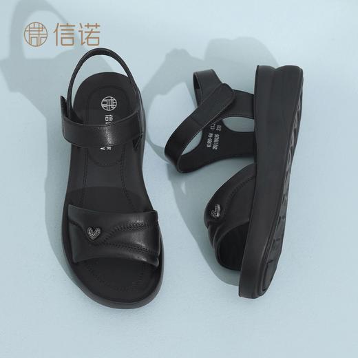 信诺妈妈鞋厚底舒适一字带外穿沙滩凉鞋中老年女鞋子2026夏季新款6L950-60 商品图6