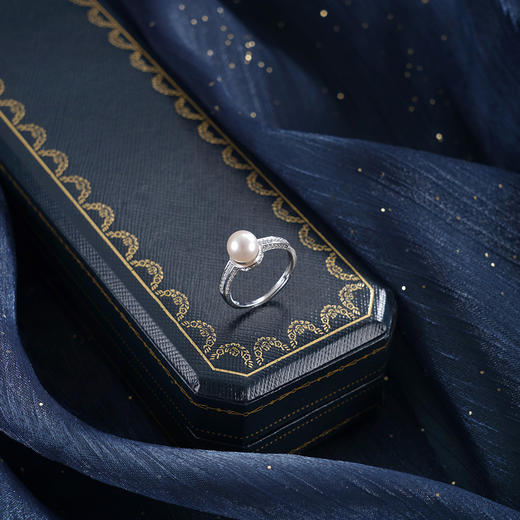 子佩集【银河静界】银S925珍珠惜王妃戒指【R2089】7mm珠双色一字2601 商品图3