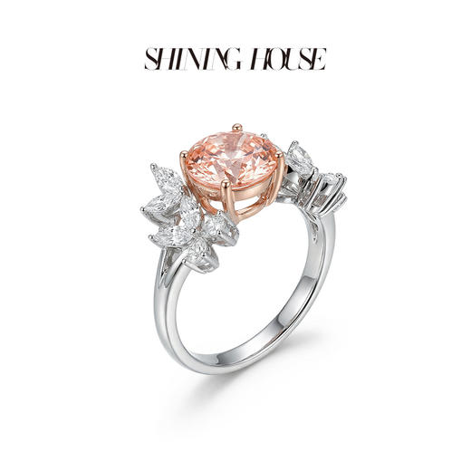 ShiningHouse[培育] 粉钻系列 18k金钻石戒指 圆钻形2克拉钻人工真钻人造钻石K金戒指时尚钻石戒指卓越匠心奢耀臻献【此商品不支持7天无理由退货退款】 商品图2