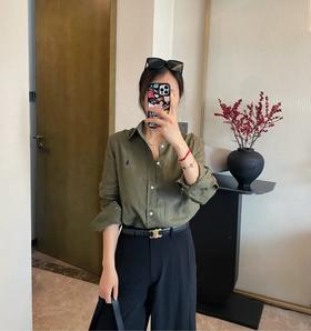 【高品质私服】【RL经典版深绿斜纹棉布衬衫】经典版型，纯棉面料，既有筋骨，又有柔和的触感G1672-CC【无标出货 介意慎拍】
