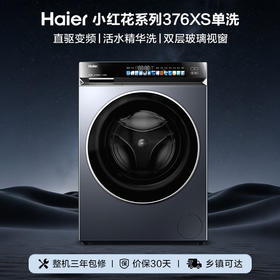 海尔（Haier）小红花系列 滚筒洗衣机单洗全自动 10公斤直驱精华洗除毛洗超薄一级能效XQG100-BE376XS