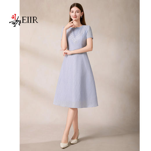 司歌收腰短袖绣花重工连衣裙过膝裙夏A911001X 商品图4