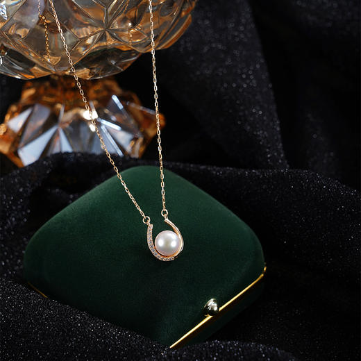 子佩集【珠光马蹄】银S925珍珠惜王妃套链【HJYTL006】8mm珠镀金马蹄半环2601 商品图1