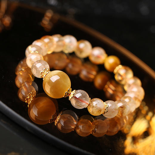 【祈愿吉品】「金运升腾」黄塔晶金发晶金虎眼手链 商品图0