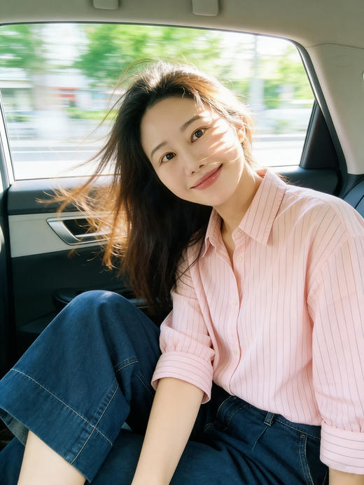 【百图lulu定制】【卷边条纹衬衫】 亚麻混纺面料 可卷边袖  宽松 轻薄款 七分袖衬衫 商品图0