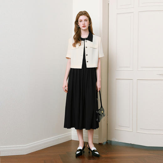 【商场同款】诗凡黎撞色翻领短外套2025夏新款米色上衣3G4110341 商品图1