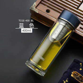 膳魔师（THERMOS）双层玻璃杯400毫升男女士茶水分离水杯泡茶杯带茶漏TCGE-400D BL 商品图3