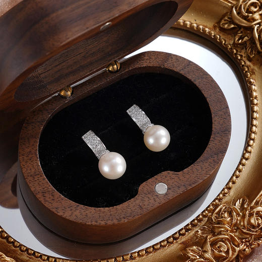 子佩集【柔光月渡】银S925珍珠惜王妃耳钉【E4576】8mm珠一字半环2601 商品图0