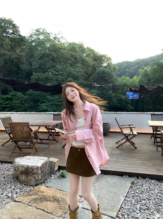 青乔慕染冰岛欧尼玫瑰粉衬衫3004 商品图5