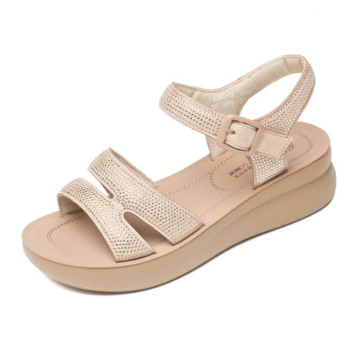 信诺水钻一字带妈妈凉鞋厚底舒适软底不累脚洋气女鞋2026夏季新款6L950-63 商品图4