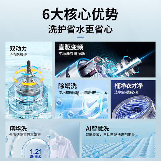 海尔（Haier）波轮洗衣机全自动10公斤直驱双动力系列防缠绕精华洗净比1.21 家用出租屋以旧换新BE636 星蕴银| 波轮 10kg 智慧洗|冷水除螨|后置触屏 商品图1