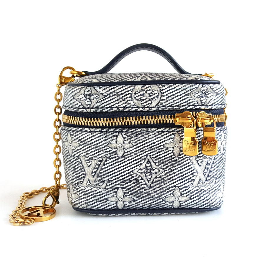 【95新】LV路易威登M82467炫彩牛仔蓝mini Vanity化妆包盒子包链条包女士190326TJ01