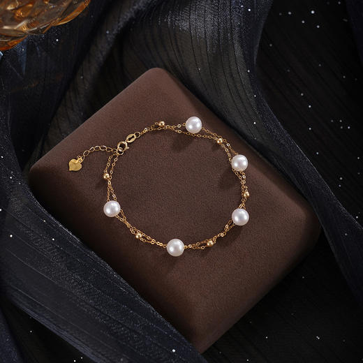 子佩集【星河光芒】G18K珍珠惜王妃手链【MLKJSL002】5.8mm珠多珠双层链2601 商品图1