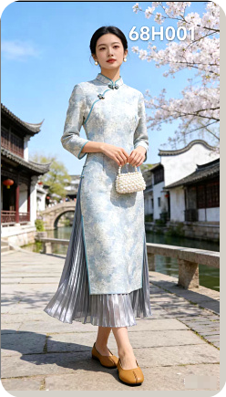 68H001时尚气质新中式国风旗袍连衣裙