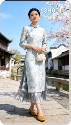 68H001时尚气质新中式国风旗袍连衣裙 商品图0