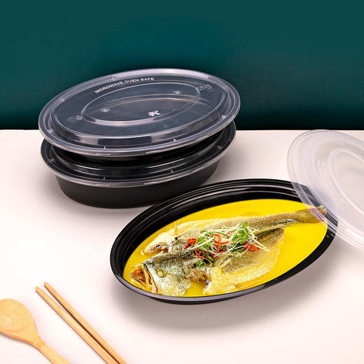 喇叭花长条椭圆一次性餐盒外卖烤鱼盒龙虾烧烤打包盒商用快餐盒 商品图2