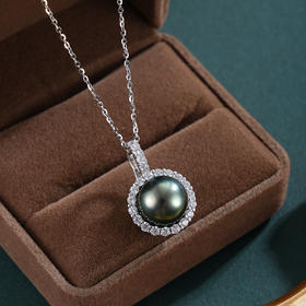 子佩集【幽澜妙影】银S925珍珠惜王妃套链【HJYDZ011】11mm珠圆环黑珠2601