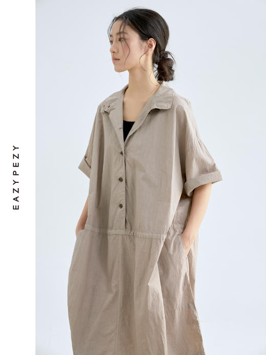 纸感棉系扣两穿工装连衣裙 商品图2