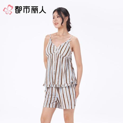 都市丽人睡衣女士睡衣家居服天丝棉睡衣女士棉质短袖套装有杯垫女装短袖短裤可外穿LHC2H4 商品图3