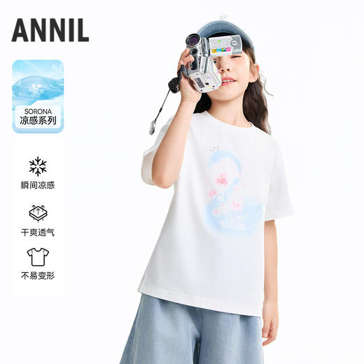 女童圆领短袖针织衫夏季新款安奈儿童装EG621638 商品图0