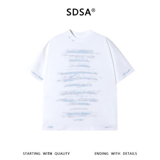 SDSA男装2026新款高贵轻奢美式复古刷漆印花字母圆领短袖T恤百搭 商品图0