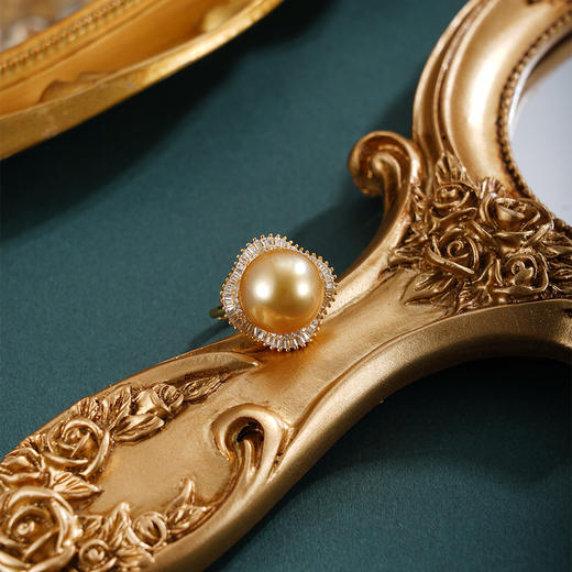 子佩集【四叶诗篇】银S925珍珠惜王妃戒指【HJYJZ013】13mm珠镀金四叶草金色珠2601 商品图1