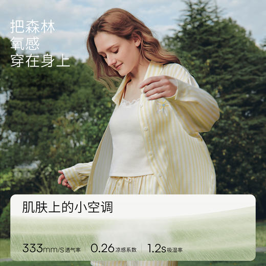 【家居服专场】嫚熙女士睡衣柔韧透气春夏长袖丝麻家居服套装情侣可外穿2026新品 商品图2