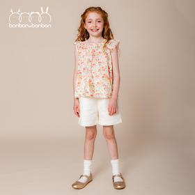 碎花缩褶细节上衣