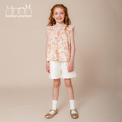 碎花缩褶细节上衣 商品图0