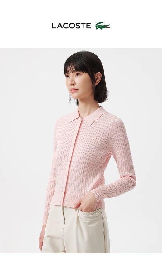 【9.5折】5楼法国鳄鱼LACOSTE女装26春夏新款时尚绞花翻领针织衫开衫|AF0669-98-ADY吊牌价1590折后价1511 商品图2