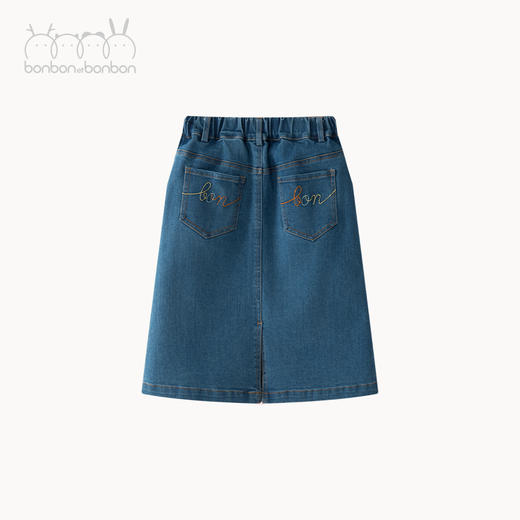 撞色绣花牛仔裙 商品图4