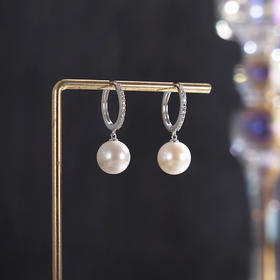 子佩集【朦胧静月】银S925珍珠惜王妃耳钉【MLEH019】10mm珠圆圈扣环2601