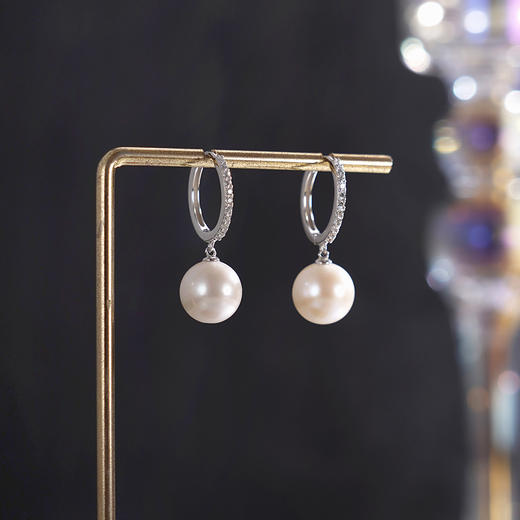 子佩集【朦胧静月】银S925珍珠惜王妃耳钉【MLEH019】10mm珠圆圈扣环2601 商品图0