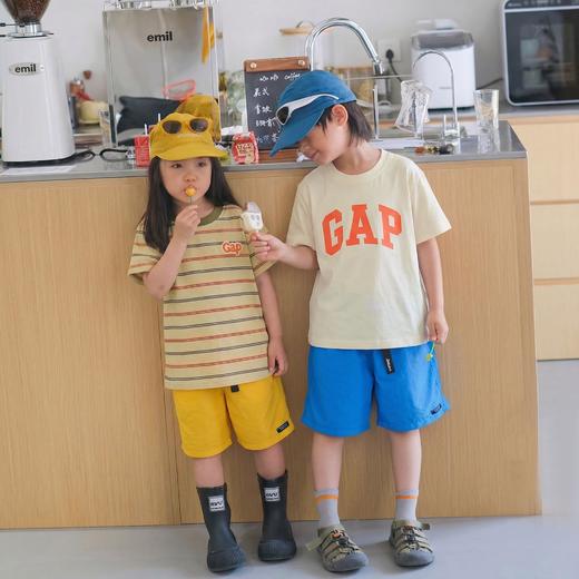 直发【一组两件】 G家经典款纯色大logo+条纹刺绣 儿童短袖T恤 商品图6