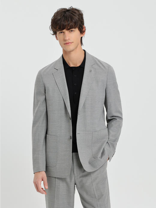 callisto清爽灰色丝毛混纺十字编织西服 商品图3