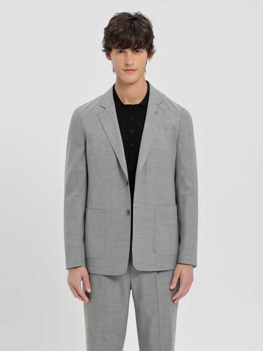 callisto清爽灰色丝毛混纺十字编织西服 商品图2