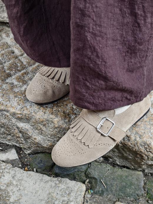 非常秀气的款【一脚蹬单鞋】10天发货，鞋舌有弹力绳，肉肉脚可穿，鞋面翻毛皮，鞋内里透气柔软猪皮，脚感舒适，平底鞋 商品图11