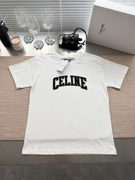 赛琳 25ss字母标识植绒印花短袖T恤 男女同款（DY） 商品图4