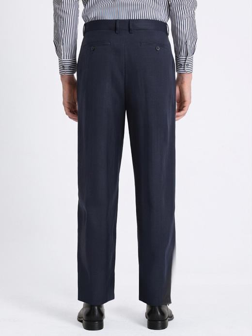 callisto藏青天丝亚麻混纺鱼骨纹微直筒西裤 商品图4