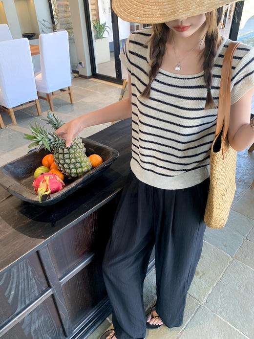 <曾小咸推荐>3.25现货秒杀 ！微信超特价！2色条纹针织衫短袖 日常99.99 立减40 秒杀59.99！！ 商品图5