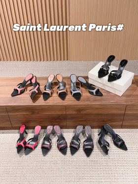 Saint Laurent 26SS早春新款圣罗兰尖头细带穆勒鞋（DBG）