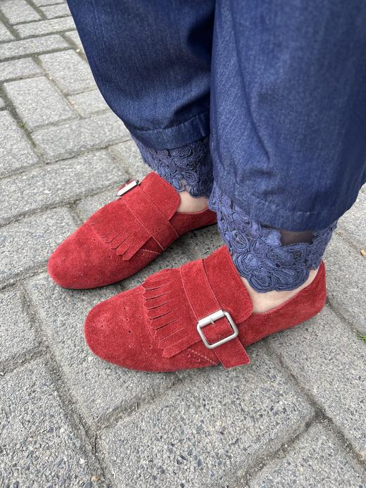 非常秀气的款【一脚蹬单鞋】10天发货，鞋舌有弹力绳，肉肉脚可穿，鞋面翻毛皮，鞋内里透气柔软猪皮，脚感舒适，平底鞋 商品图7