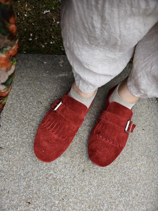 非常秀气的款【一脚蹬单鞋】10天发货，鞋舌有弹力绳，肉肉脚可穿，鞋面翻毛皮，鞋内里透气柔软猪皮，脚感舒适，平底鞋 商品图13