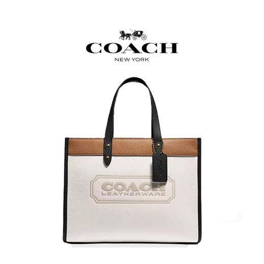 【香港直邮】COACH/蔻驰 女包 TOTE 购物袋托特包 单肩包 斜挎包托特包白色拼色-C0777  清关约7个工作日 -w 商品图2