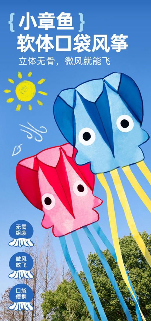 高品质风筝🪁【小章鱼无骨口袋风筝】🌈👑👍 无需安装，开袋即飞，立体无骨，微风就能飞起来👍 这么好的周末一起去放风筝吧‼️ 商品图1