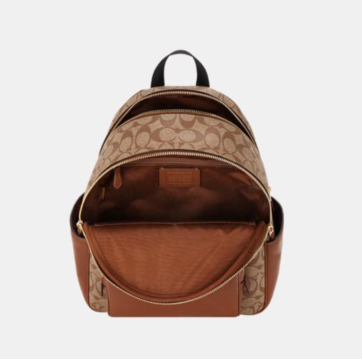 【经典双肩】COACH/蔻驰 新款花双肩包Court系列奥莱款中号PVC配皮双肩背包（尺寸约长27*宽13*高36cm）香港直邮 清关约7个工作日-w 商品图6