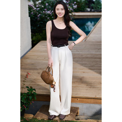 100%天丝背心 夏天不担心闷汗啦！米思阳2026春夏新款法式宽肩款背心内搭弹力上衣女6166 商品图4